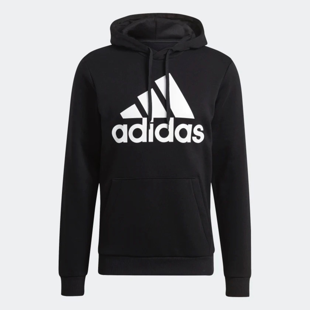 ADIDAS HOODIE Black Unisex Essential Big Logo Fleece Sweatshirt - Picture 3 of 8
